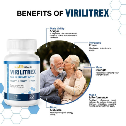 Virilitrex Male Virility Vigor Strength Male Enhancement 180 tablets - 3 pack