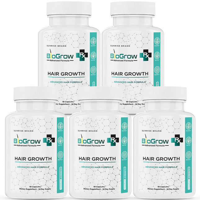 BioGrow Dietary Pills to Boost Hair Growth and Strength Naturally - 5 Pack