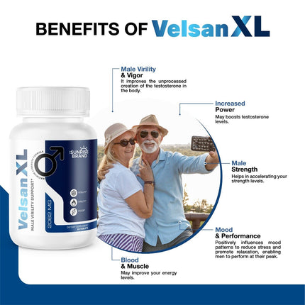 Velsan XL Male Virility Vigor Strength Enhancement Support 180 tablets - 3 pack