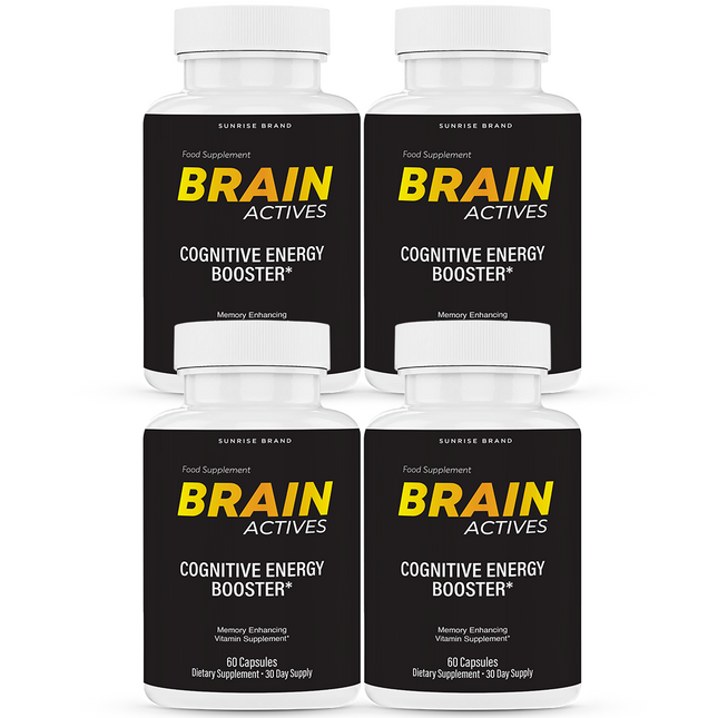 Brain Actives Cognitive Brain Booster Pills for Advanced Memory and Focus-4 Pack