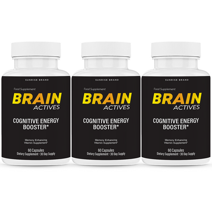 Brain Actives Cognitive Brain Booster Pills for Advanced Memory and Focus-3 Pack