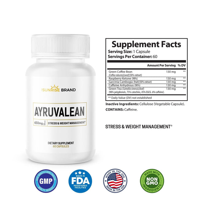 AyruvaLean Stress & Weight Loss Support 60 Capsules New