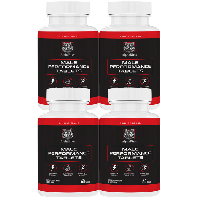 Alpha Bites Male Tablets, Alpha Bites Men's Performance - 4 Pack